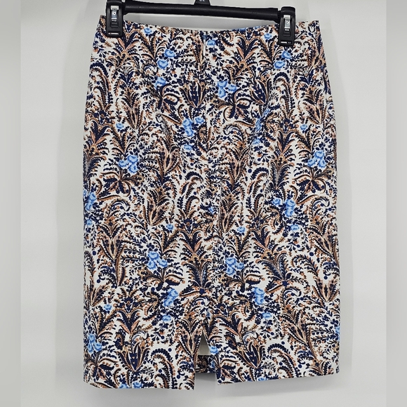 Ann Taylor Dresses & Skirts - Ann Taylor Pencil Skirt with Blue & Brown Floral Print Machine Washable 0